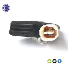 Load image into Gallery viewer, Close-up of the GaragePro Yamaha OBD connector cable showing the red pin layout. Compatible with Android, iOS, and Bluetooth.