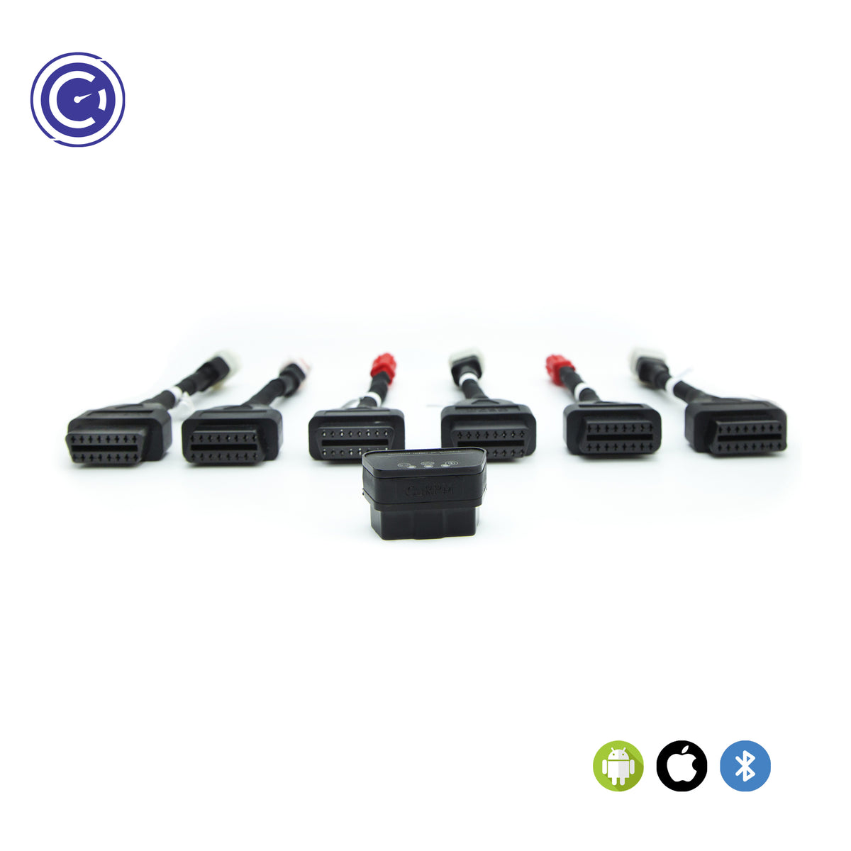 GaragePro Bike OBD Scanner with its accessories displayed